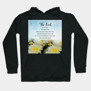 God's Blessing Prayer -  Numbers 6:24-26  Bible Verse - Blessing Scripture with White Flowers and Blue Sky Hoodie